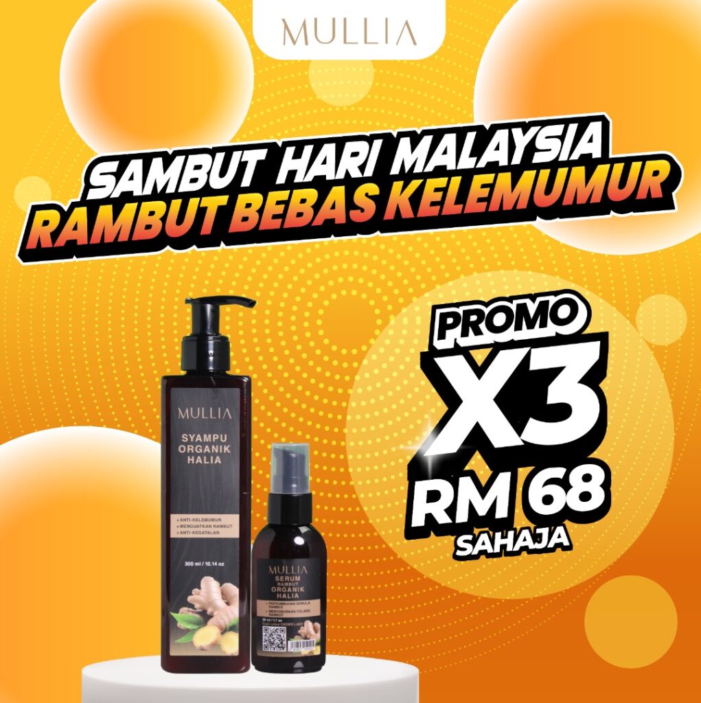 3 Set Halia Organik (3 Syampu 300ml + 3 Serum 50ml )